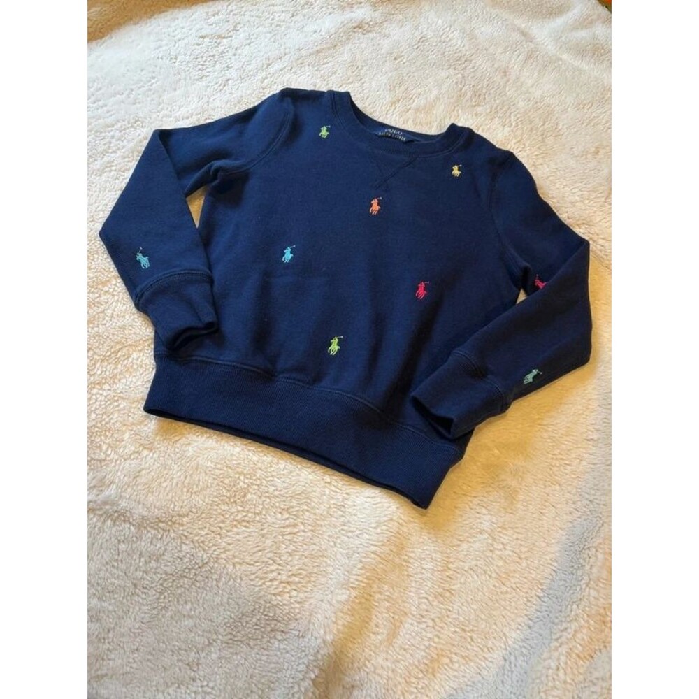 Polo Ralph Lauren Girls S/P (7) Navy Embroidered Logo Crewneck Sweatshirt